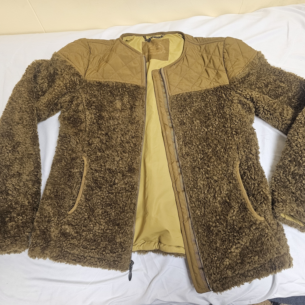 Prana Brown Teddy Jacket with Quilted Accents